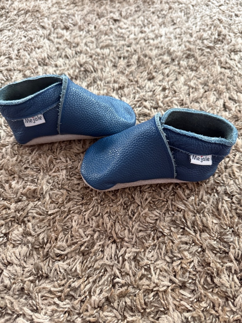 Navy Blue Soft Leather Kids Shoes